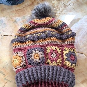 Crochet  Slouchy Beanie with Pom Pom